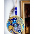 HERŞEYTREND Çini Gold Desen Nazar Boncuklu Gözlü Duvar Süsü