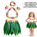 Çocuk Hawaii Kostüm Seti - Yaprak Etek  Hawaii Set - 5 Parça