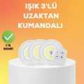 Çok Amaçlı Kullanım İçin Kablosuz Yapışkanlı 3 Lü Uzaktan Kumandalı Led Spot Lamba