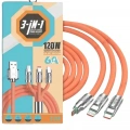 Çoklu Şarj Kablosu USB Type-C İOS Uyumlu 120W Hızlı Şarj Kablosu
