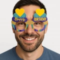 Cupcake Temalı Doğum Günü Renkli Karton Happy Birthday Gözlüğü 6 Adet