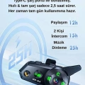 D2-6x 1000m Mesafeli 6 Kanallı İntercom Bluetooth Motosiklet Kask Kulaklığı İntercom Kulaklık