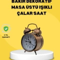 Dekoratif Bronz Renk Metal Alarmlı Masa Üstü Saat Klasik Tasarım