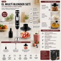 El Blender Seti 700 ml Paslanmaz Çelik Bıçak 2 Hız