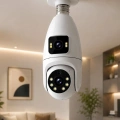 Gece Görüşlü Çift Lens Wi-Fi Ampul Kamera Mobil Takip Destekli