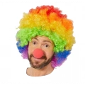 HERŞEYTREND Gökkuşağı Afro Peruk ve Kırmızı Sünger Burun