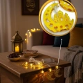 Gold Renk Metal Minareli Hilal LED Işık Pilli Ramazan Süsü