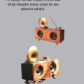 Gramafon Tasarımlı Bluetooth Hoparlör 3D Ses Teknolojili Çok Fonksiyonlu