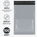 Gri Cepli Orta Boy Kargo Poşeti 30x37+5 Cm 100 Adet