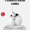 Güneş Enerjili ve USB Şarjlı LED Kamp Lambası – 5 Farklı Işık Modlu, Askılı Tasarım