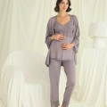 HERŞEYTREND  Dantelli Hamile Lohusa 3lü Pijama Takımı