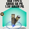 HERŞEYTREND 1.5V AA Şarjlı Lityum Pil | 1000+ Kez Şarj Edilebilir | Hızlı Type-C Şarj (2 Adet)