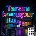 HERŞEYTREND 16x96 LED Yazı Paneli 60 cm Esnek RGB Işıklı Programlanabilir Ekran