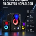 HERŞEYTREND 2+1 RGB LED Işıklı Güçlü Bas Sistemli Bilgisayar Hoparlörü