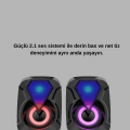 HERŞEYTREND 2+1 RGB LED Işıklı Güçlü Bas Sistemli Bilgisayar Hoparlörü