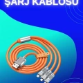 HERŞEYTREND 3 İn 1 Süper Hızlı Şarj Kablosu Android ve İOS Uyumlu Silikon Şarj Kablosu