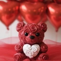 HERŞEYTREND 3D Baskı Kalpli Ayıcık 10cm Romantik Masaüstü Dekor