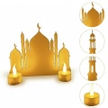 HERŞEYTREND 3D İki Mumlu Cami Dekor 2 Pilli LED Mum Hediyeli Masa Üstü Süs