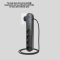 HERŞEYTREND 4’lü Çoklu Priz 2 USB Type-C Girişli Akım Korumalı Siyah
