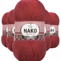 HERŞEYTREND 5 Adet Angora Lüks El Örgü İpi Bordo 6679