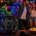 HERŞEYTREND 8 İnç Taşınabilir Karaoke Hoparlör Mikrofonlu RGB Işıklı Bluetooth Speaker
