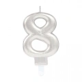 HERŞEYTREND 8 Rakam Mum Gümüş Renk