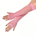 HERŞEYTREND 80’ler 90’lar Retro Neon Pembe File Parmaksız Eldiven 26 cm