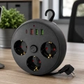 HERŞEYTREND Akım Korumalı Çoklu Priz 3 Priz 3 USB 1 Type C 2 Metre Kablo Güvenli Şarj