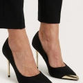 HERŞEYTREND Alis Siyah Saten Stiletto Ayakkabı