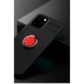 HERŞEYTREND Apple İphone 12 Kılıf Range Yüzüklü Silikon - Siyah-kırmızı