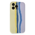 HERŞEYTREND Apple İphone 13 Pro Kılıf Ebruli Lansman Silikon - Sarı-lila