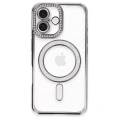 HERŞEYTREND Apple İphone 16 Kılıf Joke Simli Magneticsafe Kılıf - Gri