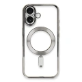 HERŞEYTREND Apple İphone 16 Plus Kılıf Kross Magneticsafe Kapak - Gümüş