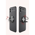 HERŞEYTREND Apple İphone Xs Max Kılıf Range Yüzüklü Silikon - Siyah-mavi