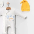 HERŞEYTREND Araba Desenli Sarı 4lü Erkek Bebek Tulumu