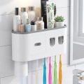 HERŞEYTREND Banyo Organizer Diş Fırçası Tutucu Çift Dispenserli Raflı Çekmeceli