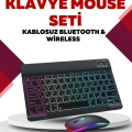 HERŞEYTREND Bluetooth 5.3 Destekli Şarjlı Taşınabilir Klavye + Mouse Kombinasyonu