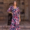HERŞEYTREND  Çiçek Desenli Viskon Elbise