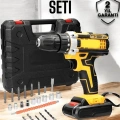 HERŞEYTREND Çift Bataryalı Metal Dişli Darbeli Şarjlı Matkap Seti 24W Güç ve 24 Parça Aksesuar