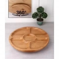 HERŞEYTREND Döner Bambu Sunum Tabağı 5 Bölmeli 25 Cm Royaleks-DS2525