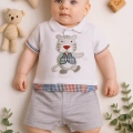 HERŞEYTREND Gömlek Desenli Erkek Bebek Tulumu