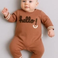 HERŞEYTREND Hello Nakışlı % 100 Pamuk Erkek Bebek Tulum