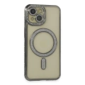 HERŞEYTREND İphone 14 Kılıf Joke Simli Magneticsafe Kılıf - Gri