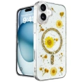 HERŞEYTREND İphone 16 Kılıf Daisy Simli Magsafe Kapak - Gold