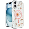 HERŞEYTREND İphone 16 Kılıf Daisy Simli Magsafe Kapak - Pembe