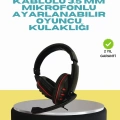 HERŞEYTREND Kırmızı Işıklı Oyun Kulaklığı Kablolu Mikrofonlu Profesyonel