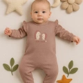 HERŞEYTREND Kirpi Nakışlı % 100 Pamuk Kız Bebek Tulum