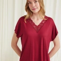 HERŞEYTREND  Kısa Kollu Dantelli V Yaka Şort Pijama Takımı