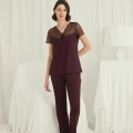 HERŞEYTREND  Kısa Kollu ve Dantelli V Yaka Pijama Takımı