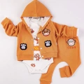 HERŞEYTREND Monkey Nakışlı Kapişonlu Erkek Bebek Takım
